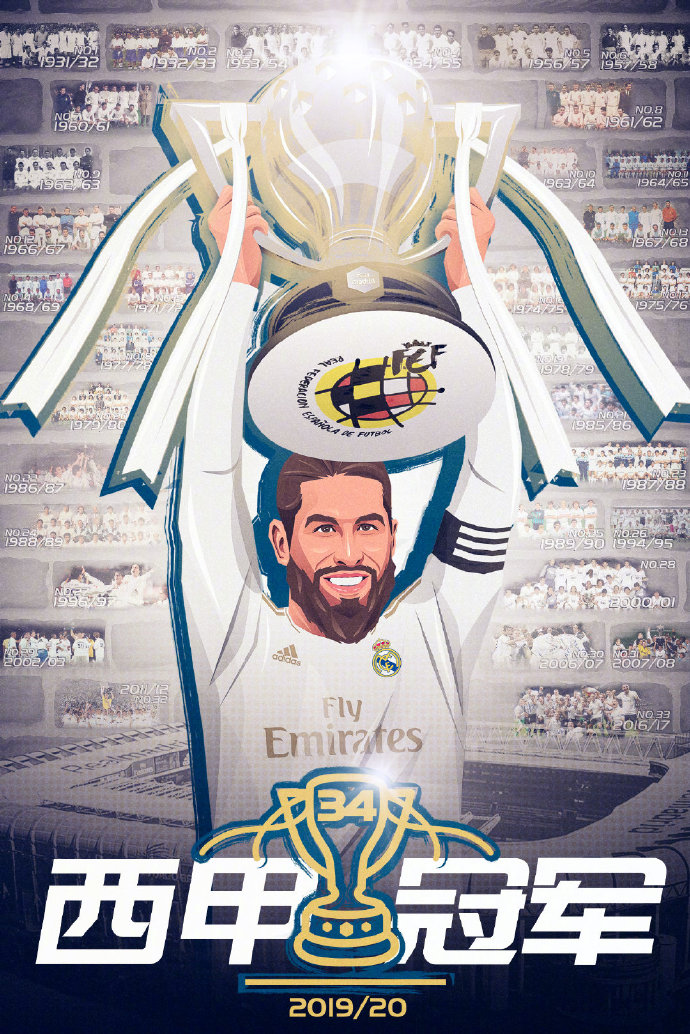 皇马西甲34冠