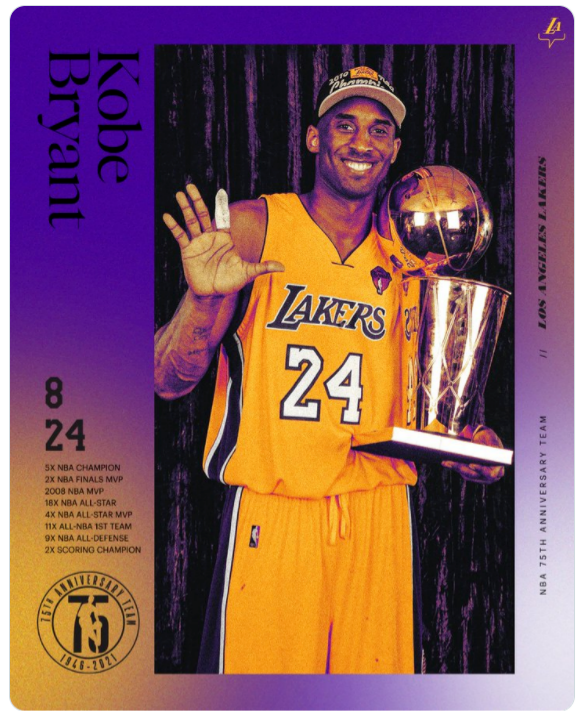 科比正式入选NBA75大球星