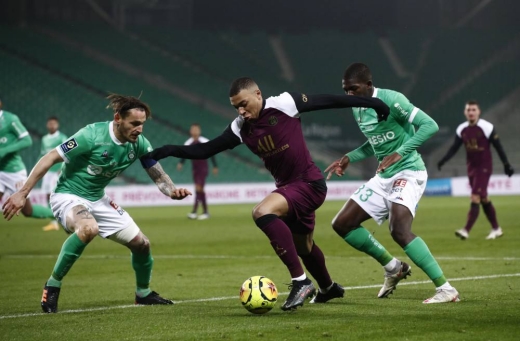 法甲圣埃蒂安对巴黎圣日耳曼比赛分数